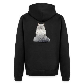 Persian Cat - Unisex Premium Organic Zip Hoodie - black - Back - Nico (187cm)