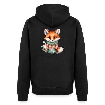 Winterfuchs im Pullover - Unisex Premium Bio Zip Hoodie - Schwarz - Hinten - Nico (187cm)