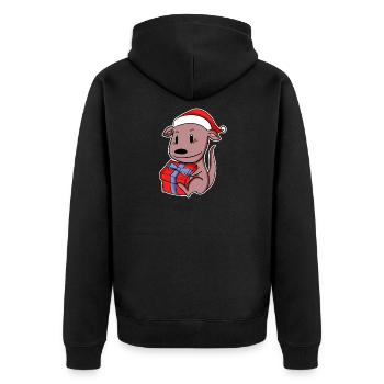 Kangourou avec bonnet de père Noël et cadeau de Noël - Veste à capuche bio Premium Unisexe - noir - Dos - Nico (187cm)