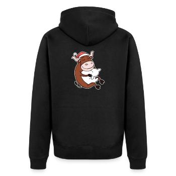 Boeuf Mignon Fatigué Noël - Veste à capuche bio Premium Unisexe - noir - Dos - Nico (187cm)