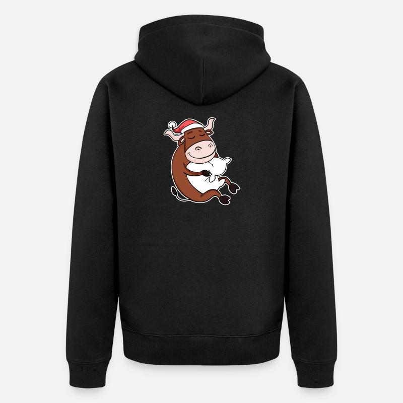 Boeuf Mignon Fatigué Noël - Veste à capuche bio Premium Unisexe - noir