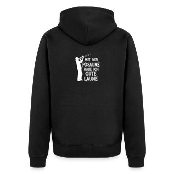 Gute Laune mit Posaune Klassik Bläser Jazz Musiker - Unisex Premium Bio Zip Hoodie - Schwarz - Hinten - Nico (187cm)