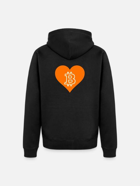 I Love Bitcoin Orange - Unisex Premium Organic Zip Hoodie - black