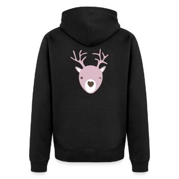 Rudolph Geweih Herz Nase skandinavisch Kinder cool - Unisex Premium Bio Zip Hoodie - Schwarz - Hinten - Nico (187cm)