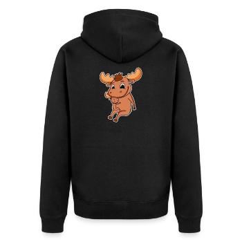 Famille d’orignaux - Orignal avec bébé - Veste à capuche bio Premium Unisexe - noir - Dos - Nico (187cm)