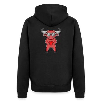 Taureau avec coeur et lunettes - Veste à capuche bio Premium Unisexe - noir - Dos - Nico (187cm)