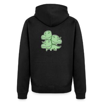 Korkodil Motiv - Unisex Premium Bio Zip Hoodie - Schwarz - Hinten - Nico (187cm)