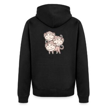 Cute Monkey - Monkey Motif - Unisex Premium Organic Zip Hoodie - black - Back - Nico (187cm)