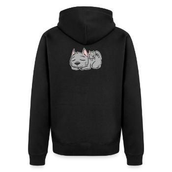 Famille Chat - Chat avec bébé - Parent isolé - Veste à capuche bio Premium Unisexe - noir - Dos - Nico (187cm)