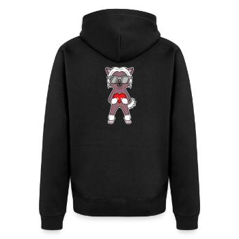 Hund mit Herz und Brille - Chinesischer Schopfhund - Unisex Premium Bio Zip Hoodie - Schwarz - Hinten - Nico (187cm)