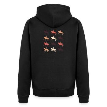 Dressurpferd - Unisex Premium Bio Zip Hoodie - Schwarz - Hinten - Nico (187cm)
