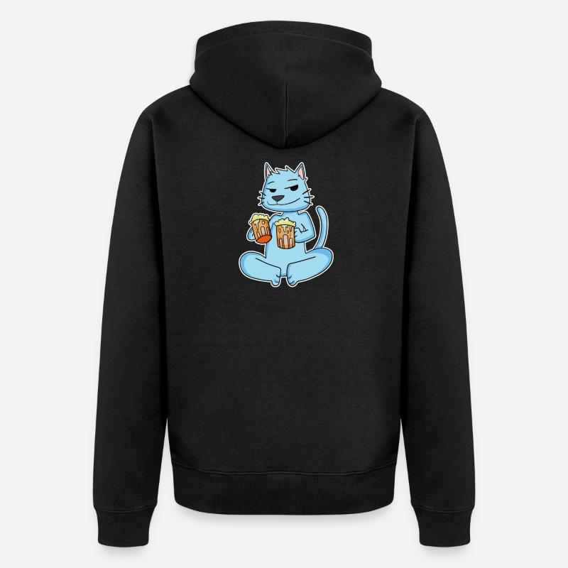 Chat à la bière - Veste à capuche bio Premium Unisexe - noir