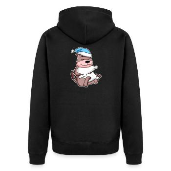 Belette avec oreiller et bonnet de somnolence - Veste à capuche bio Premium Unisexe - noir - Dos - Nico (187cm)