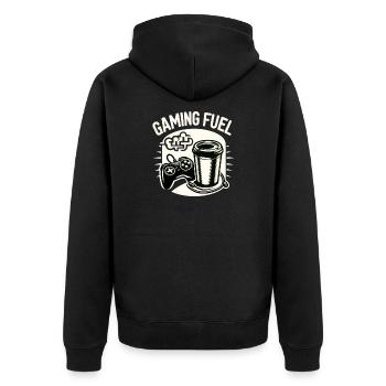 Gaming Fuel Coffee - Unisex Premium Bio Zip Hoodie - Schwarz - Hinten - Nico (187cm)