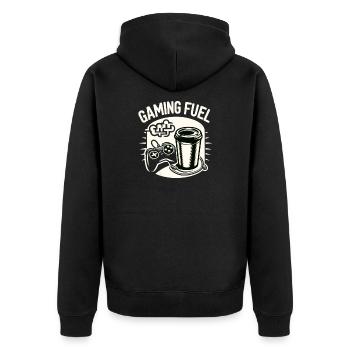 Gaming Fuel Coffee - Unisex Premium Bio Zip Hoodie - Schwarz - Hinten - Nico (187cm)