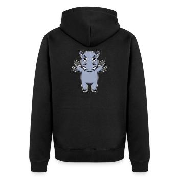 Hippo Dumbbell Training Strength Training Fitness - Unisex Premium Organic Zip Hoodie - black - Back - Nico (187cm)