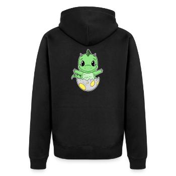 Dinosaurier Ei Dino Baby Motiv - Unisex Premium Bio Zip Hoodie - Schwarz - Hinten - Nico (187cm)