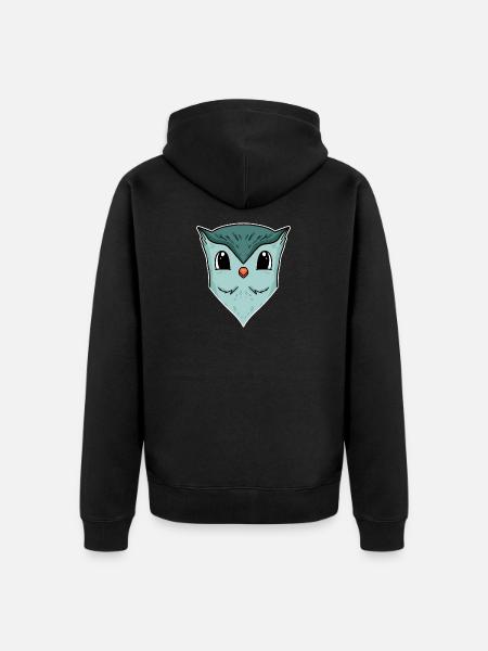Eule Tierkopf Tier Kopf - Unisex Premium Bio Zip Hoodie - Schwarz