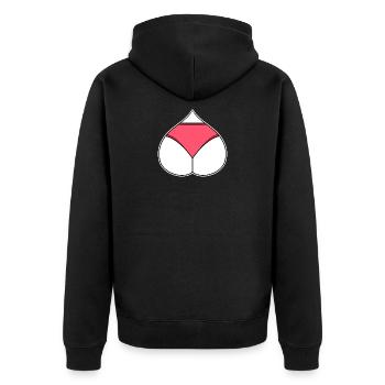 Arsch Herz Liebe - Unisex Premium Bio Zip Hoodie - Schwarz - Hinten - Nico (187cm)