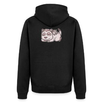 Meerkat Family - Meerkat with baby - Unisex Premium Organic Zip Hoodie - black - Back - Nico (187cm)