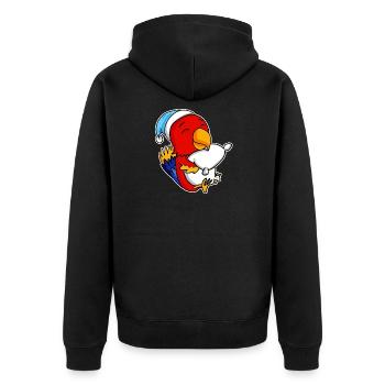 Parrot with pillow and sleepy cap - Unisex Premium Organic Zip Hoodie - black - Back - Nico (187cm)