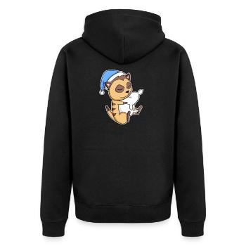 Meerkat with pillow and sleepy cap - Unisex Premium Organic Zip Hoodie - black - Back - Nico (187cm)