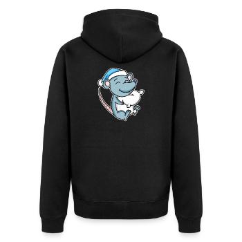 Souris avec oreiller et bonnet somnolent - Veste à capuche bio Premium Unisexe - noir - Dos - Nico (187cm)