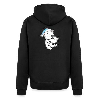 Polar bear with pillow and sleepy cap - Unisex Premium Organic Zip Hoodie - black - Back - Nico (187cm)