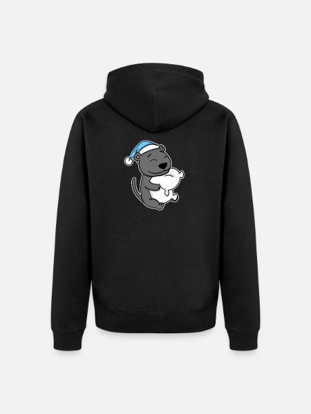 with pillow and sleepy cap - Unisex Premium Organic Zip Hoodie - black