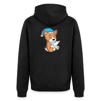 Welsh Corgi Pembroke Sleeping Fatigue Dog Dogs - Unisex Premium Organic Zip Hoodie - black - Back - Nico (187cm)