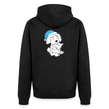 Pudel Schlafen Müdigkeit Hund - Unisex Premium Bio Zip Hoodie - Schwarz - Hinten - Nico (187cm)