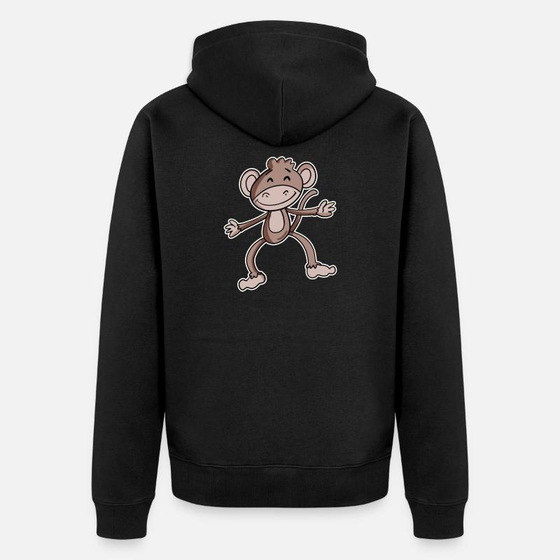 Affe - Unisex Premium Bio Zip Hoodie - Schwarz