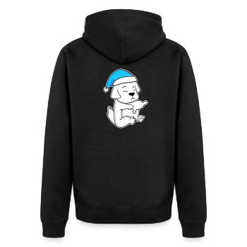 Pyrenean Mountain Dog Sleeping Fatigue Dog - Unisex Premium Organic Zip Hoodie - black - Back - Nico (187cm)