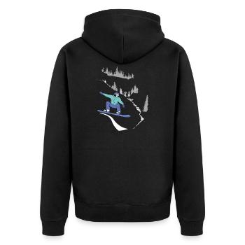 Snowboard, Winter Sports - Unisex Premium Organic Zip Hoodie - black - Back - Nico (187cm)
