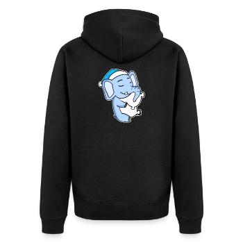 Éléphant avec oreiller et bonnet somnolent - Veste à capuche bio Premium Unisexe - noir - Dos - Nico (187cm)