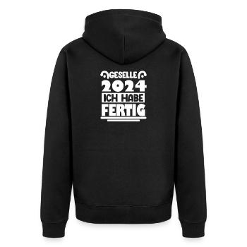 Geselle 2024 Gesellenprüfung bestanden - Unisex Premium Bio Zip Hoodie - Schwarz - Hinten - Nico (187cm)