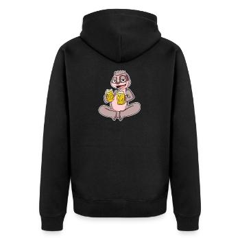 Sloth with beer - Unisex Premium Organic Zip Hoodie - black - Back - Nico (187cm)
