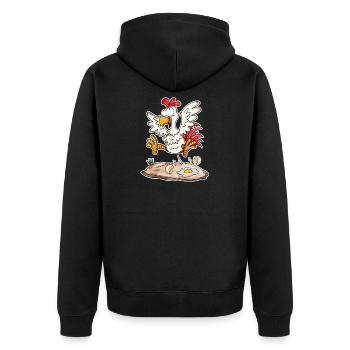 Funny Chicken - Farmer Farmers Chicken Chickens - Unisex Premium Organic Zip Hoodie - black - Back - Nico (187cm)