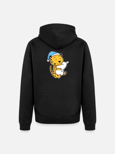 Cheetah with pillow and nightcap - Unisex Premium Organic Zip Hoodie - black