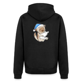 Sleeping Tired - Cat with Pillow and Sleepy Cap - Unisex Premium Organic Zip Hoodie - black - Back - Nico (187cm)
