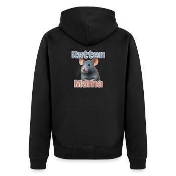 Rattenmama Kuschelrattendesign - Unisex Premium Bio Zip Hoodie - Schwarz - Hinten - Nico (187cm)