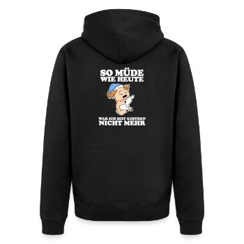 Müde Spruch lustig Schlafen Ausschlafen - Elch - Unisex Premium Bio Zip Hoodie - Schwarz - Hinten - Nico (187cm)