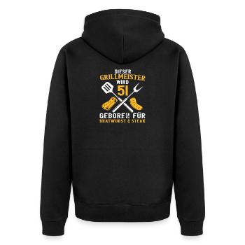 Lustig Grillen 51 Geburtstag Grill Spruch - Unisex Premium Bio Zip Hoodie - Schwarz - Hinten - Nico (187cm)