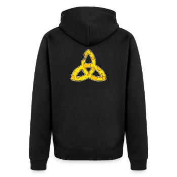 Celtic Symbol Triqueta Symbol - Unisex Premium Organic Zip Hoodie - black - Back - Nico (187cm)