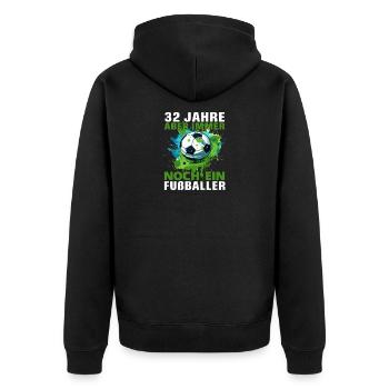 Fußball Fußballspieler 32 Geburtstag Fußballer - Unisex Premium Bio Zip Hoodie - Schwarz - Hinten - Nico (187cm)