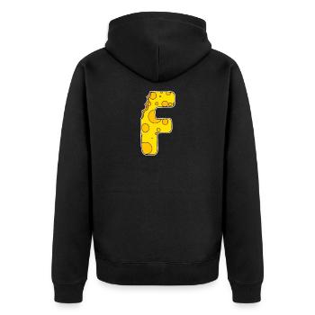 Lettre F - Lettre initiale F - Motif Fromage - Veste à capuche bio Premium Unisexe - noir - Dos - Nico (187cm)