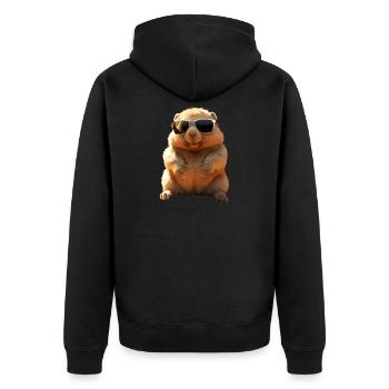 Wombat mit Sonnenbrille Australien Süße Wombats - Unisex Premium Bio Zip Hoodie - Schwarz - Hinten - Nico (187cm)