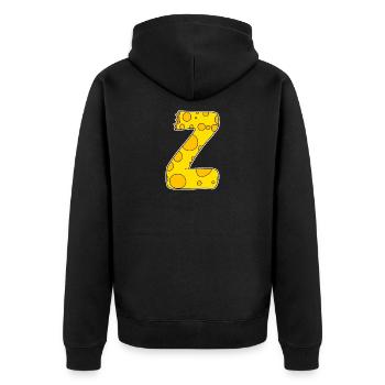 Lettre Z - Lettre initiale Z - Motif fromage - Veste à capuche bio Premium Unisexe - noir - Dos - Nico (187cm)