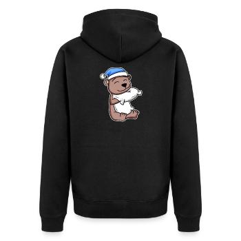 Ours avec oreiller et bonnet de couchage - Veste à capuche bio Premium Unisexe - noir - Dos - Nico (187cm)