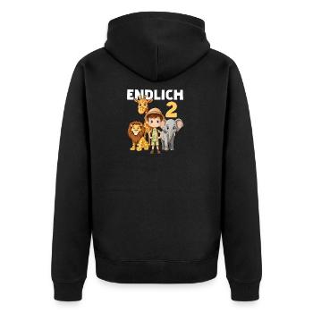 2 Kindergeburtstag Giraffe Elefant Löwe Geburtstag - Unisex Premium Bio Zip Hoodie - Schwarz - Hinten - Nico (187cm)